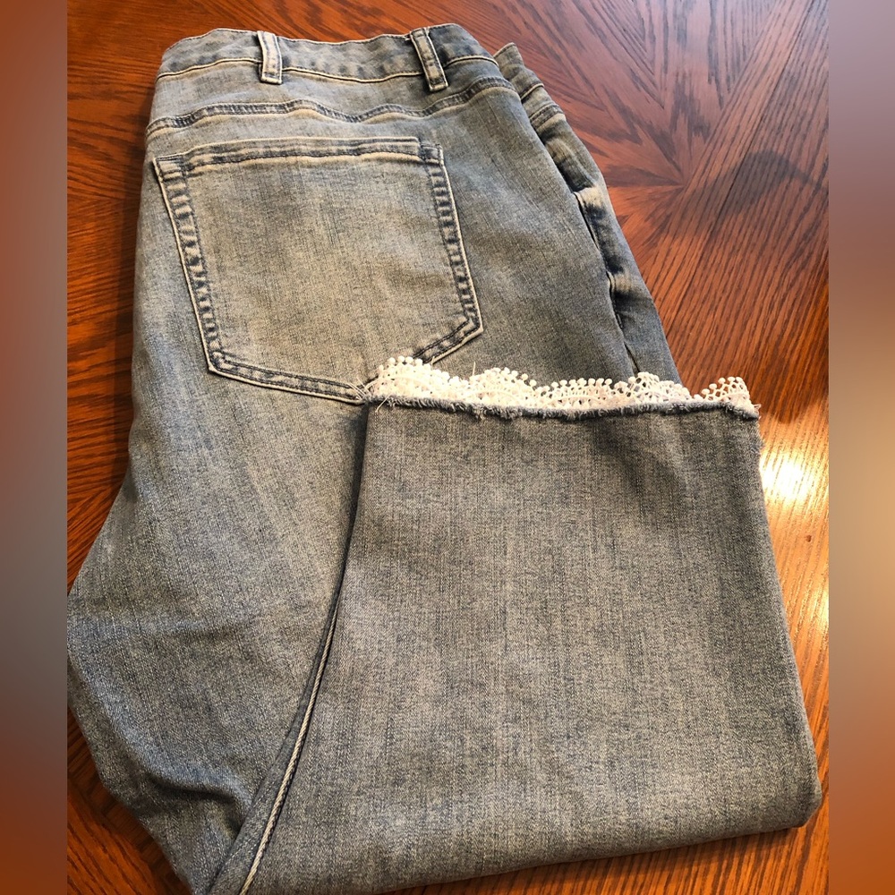 Lane Bryant size 22 lace trimmed jeans.